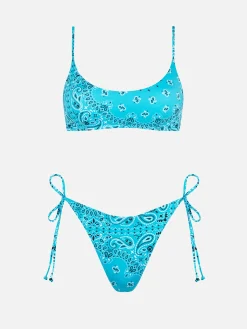 Damen-Bralette-Bikini mit Bandana-Print