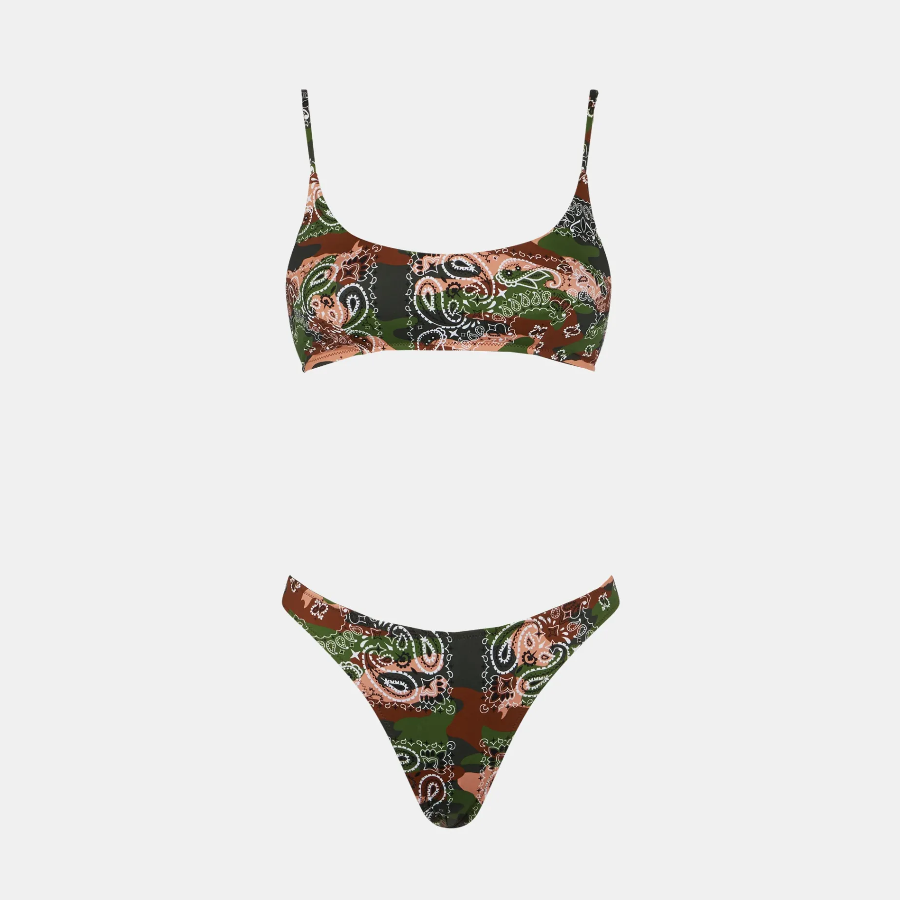 Damen-Bralette-Bikini mit nachgeahmtem Bandana-Print