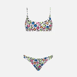 Damen-Bralette-Bikini mit Pop-Animal-Print