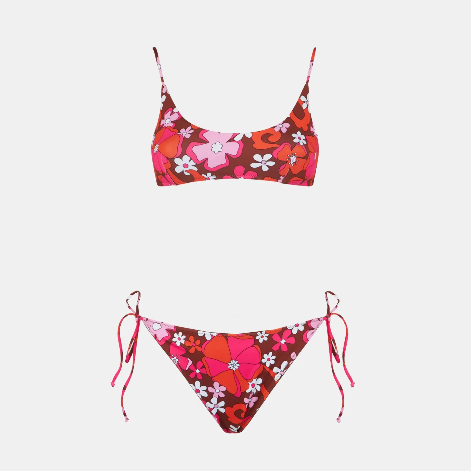 Damen-Bralette-Bikini mit Retro-Blumendruck