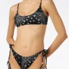 Damen-Bralette-Bikini mit schwarzem Bandana-Print