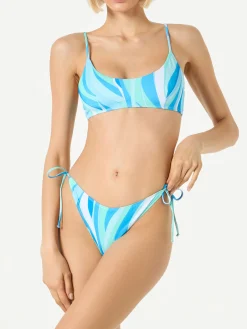 Damen-Bralette-Bikini mit Shape-Wave-Print