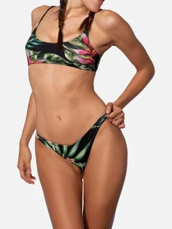 Damen-Bralette-Bikini mit tropischem Aufdruck