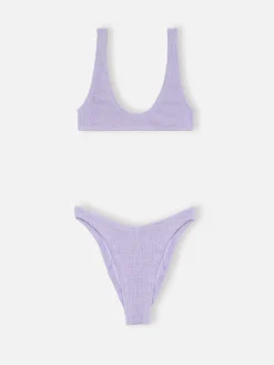 Damen-Bralette-Bikini Pamy Elise aus lilafarbenem Lurex in Crinkle-Optik