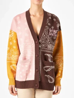 Damen-Cardigan mit Bandana-Print