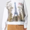 Damen-Fleece-Sweatshirt mit Paris-Postkartendruck