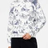 Damen-Fleece-Sweatshirt mit Toile-de-Jouy-Print