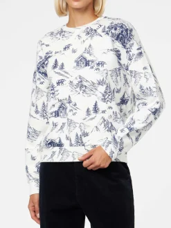 Damen-Fleece-Sweatshirt mit Toile-de-Jouy-Print
