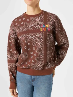 Damen-Fleece-Sweatshirt mit Bandana-Print