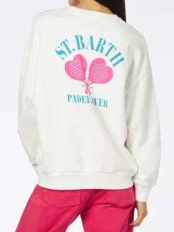 Damen-Fleece-Sweatshirt mit Aufdruck „St. Barth Padel Lover“.