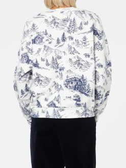 Damen-Fleece-Sweatshirt mit Toile-de-Jouy-Print