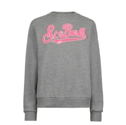 Damen-Fleece-Sweatshirt mit rosa Frottee-Logo