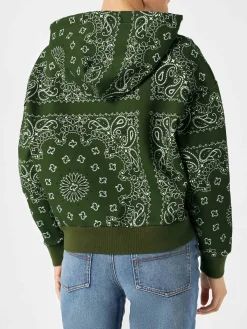 Damen-Fleece-Sweatshirt mit Kapuze und Bandana-Aufdruck