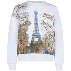 Damen-Fleece-Sweatshirt mit Paris-Postkartendruck