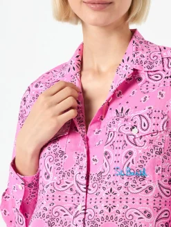 Damen-Hemd in Rosa mit Bandana-Aufdruck