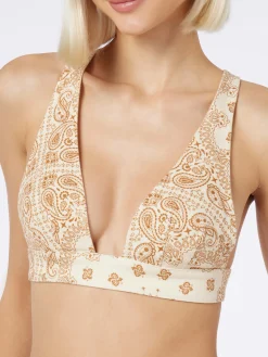 Damen-Jeans-Bandana-Oberteil Eda mit U-Ausschnitt