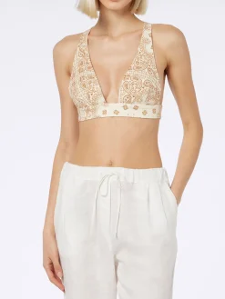 Damen-Jeans-Bandana-Oberteil Eda mit U-Ausschnitt