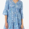 Damen-Leinen-Paisly-Kurzkleid April