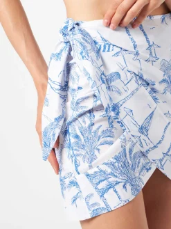 Damen-Minirock-Pareo Angie aus Baumwolle mit Toile-de-Jouy-Print