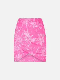 Damen-Minirock-Pareo Angie aus Baumwolle mit Toile de Jouy-Print