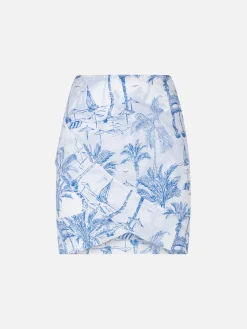Damen-Minirock-Pareo Angie aus Baumwolle mit Toile-de-Jouy-Print