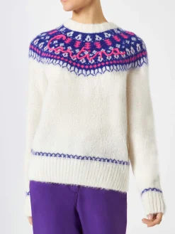 Damen-Nordic-Pullover mit Cortina-Stickerei