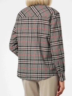 Damen-Overshirt aus Samt mit Prince-of-Wales-Print