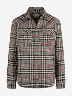Damen-Overshirt aus Samt mit Prince-of-Wales-Print