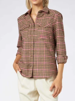 Damen-Overshirt mit Pied-de-Poule-Print