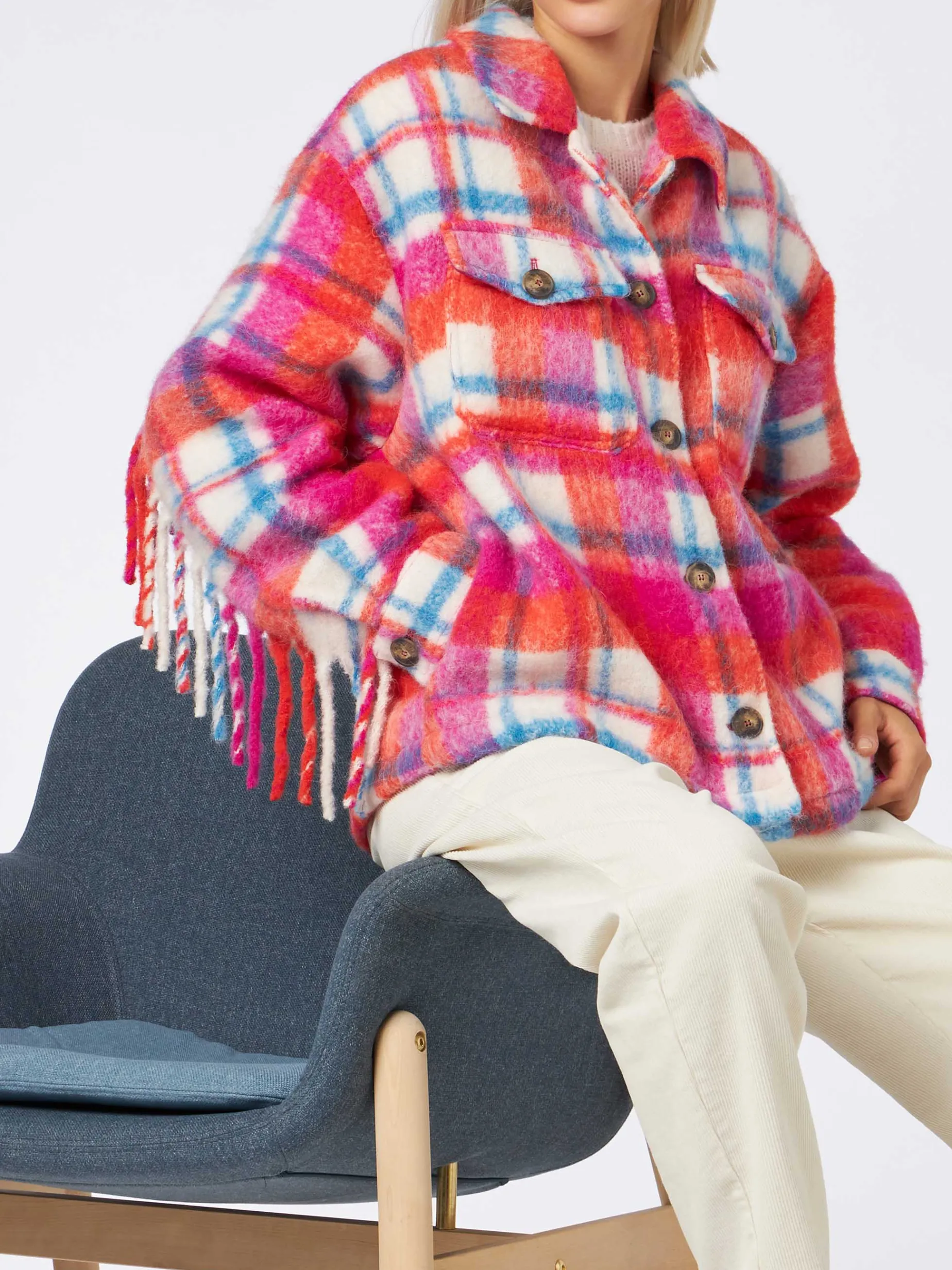 Damen-Overshirtjacke mit Fransen