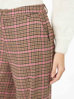 Damen-Palazzohose mit Pied-de-Poule-Print