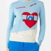 Damenpullover im Vintage-Postkartenstil mit Lovovia-Stickerei