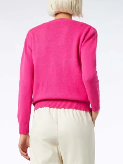 Damen-Pullover in Fluo-Rosa mit Rundhalsausschnitt und Stickerei „Non Sarà un'Avventura“ | NIKI DJ SONDEREDITION