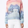 Damenpullover Louise aus Kaschmirmischung mit Chalet-Sonnenuntergangs-Print