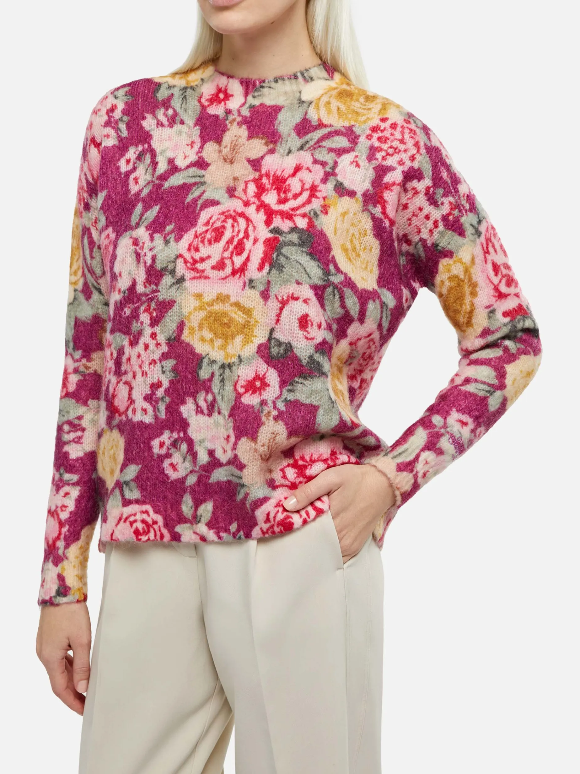 Damenpullover Louise aus Kaschmirmischung mit Blumenprint