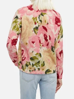 Damenpullover Louise aus Kaschmirmischung mit Pfingstrosen-Print