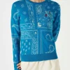 Damenpullover mit Bandana-Print und Saint-Barth-Stickerei