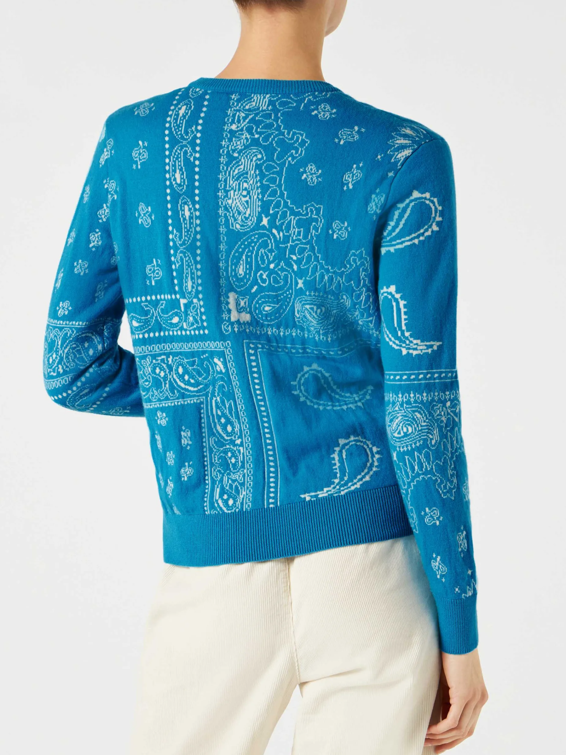 Damenpullover mit Bandana-Print und Saint-Barth-Stickerei