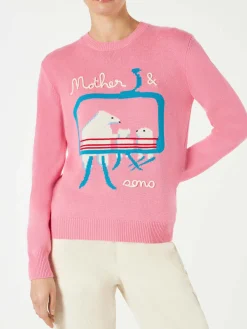 Damenpullover mit Bären-Stickerei