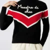 Damenpullover mit halbem Rollkragen und Maestra di chic-Stickerei