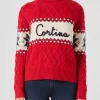 Damenpullover mit halbem Rollkragen und Cortina-Schriftzug