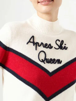Damenpullover mit halbem Rollkragen und Après-Ski-Queen-Stickerei