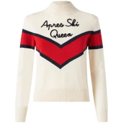 Damenpullover mit halbem Rollkragen und Après-Ski-Queen-Stickerei