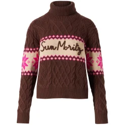 Damenpullover mit halbem Rollkragen und Sun Moritz-Schriftzug