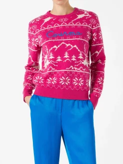 Damenpullover mit Norwegermuster und Courma-Stickerei