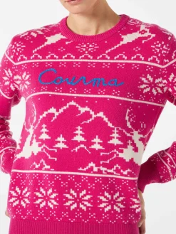Damenpullover mit Norwegermuster und Courma-Stickerei