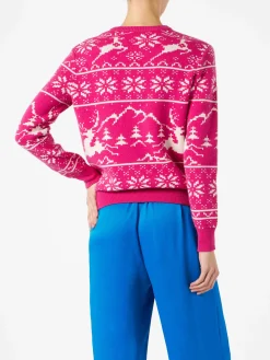 Damenpullover mit Norwegermuster und Courma-Stickerei