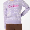 Damenpullover mit norwegischem Aufdruck und Cortina-Stickerei
