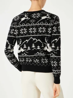 Damenpullover mit norwegischem Aufdruck und Sonnen-Moritz-Stickerei