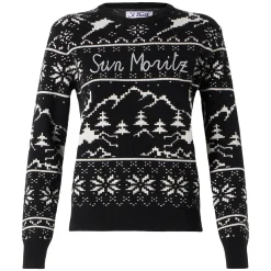 Damenpullover mit norwegischem Aufdruck und Sonnen-Moritz-Stickerei